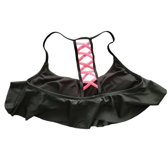 Joe Boxer Black Embroidered Floral Flowy Bikini Top - Picture 3 of 4